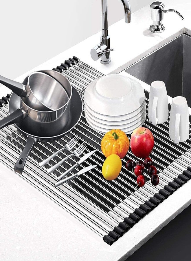 DONDA Stainless Steel Foldable Drain Rack for Kitchen Sink | Portable Dish Drainer Rack for Crockery, Utensils, Fruits & Vegetables | Space-Saving, Anti-Rust - Image 1