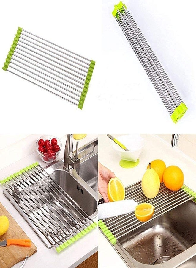 DONDA Stainless Steel Foldable Drain Rack for Kitchen Sink | Portable Dish Drainer Rack for Crockery, Utensils, Fruits & Vegetables | Space-Saving, Anti-Rust - Image 3