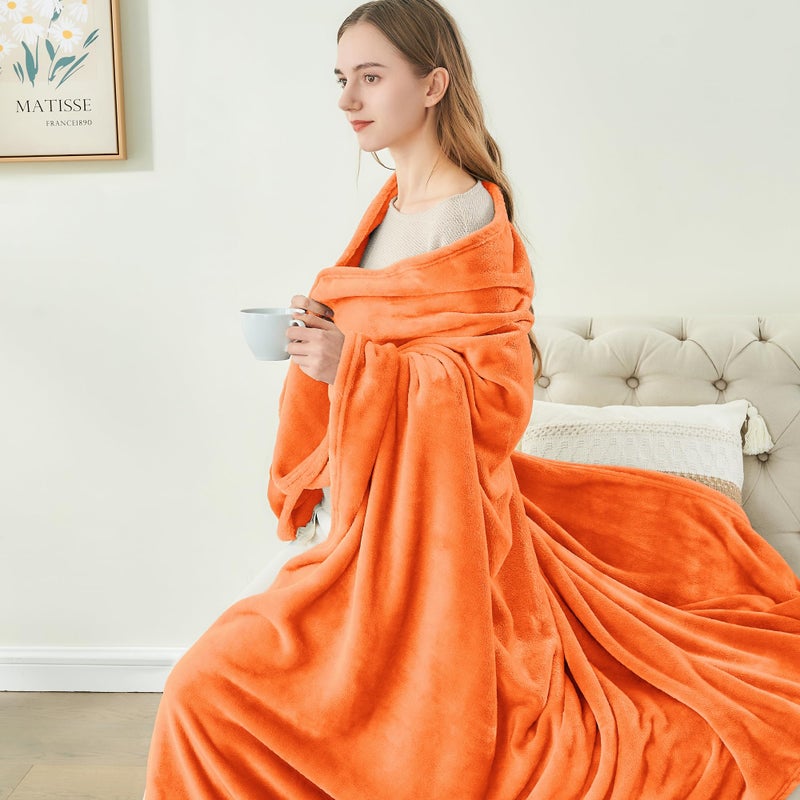 BEDELITE Orange Throw Blanket for Couch & Bed, Luxury Plush Cozy Fleece Blanket 50" x 60", Soft Lightweight Fall Throw Blanket for Home Furnishing - Image 4