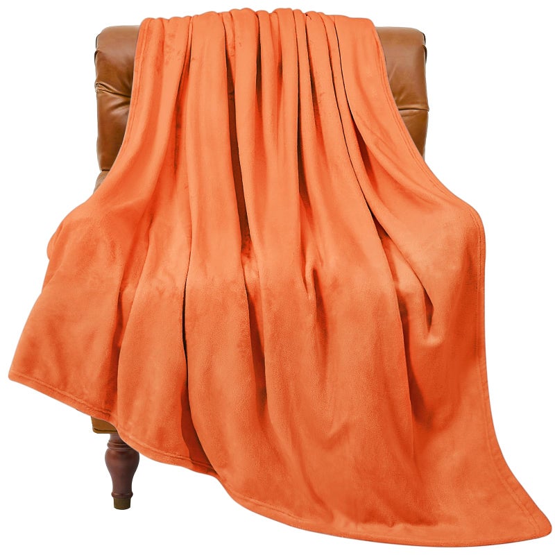 BEDELITE Orange Throw Blanket for Couch & Bed, Luxury Plush Cozy Fleece Blanket 50" x 60", Soft Lightweight Fall Throw Blanket for Home Furnishing - Image 1