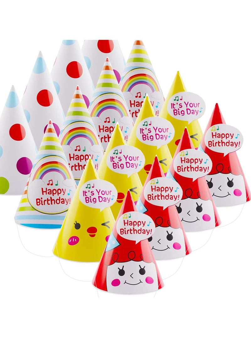 واي آند دي 40 Pieces Rainbow Birthday Party Hats, Supplies and Decorations, Cone Hats Art Craft Caps for Kids Adults - Image 1