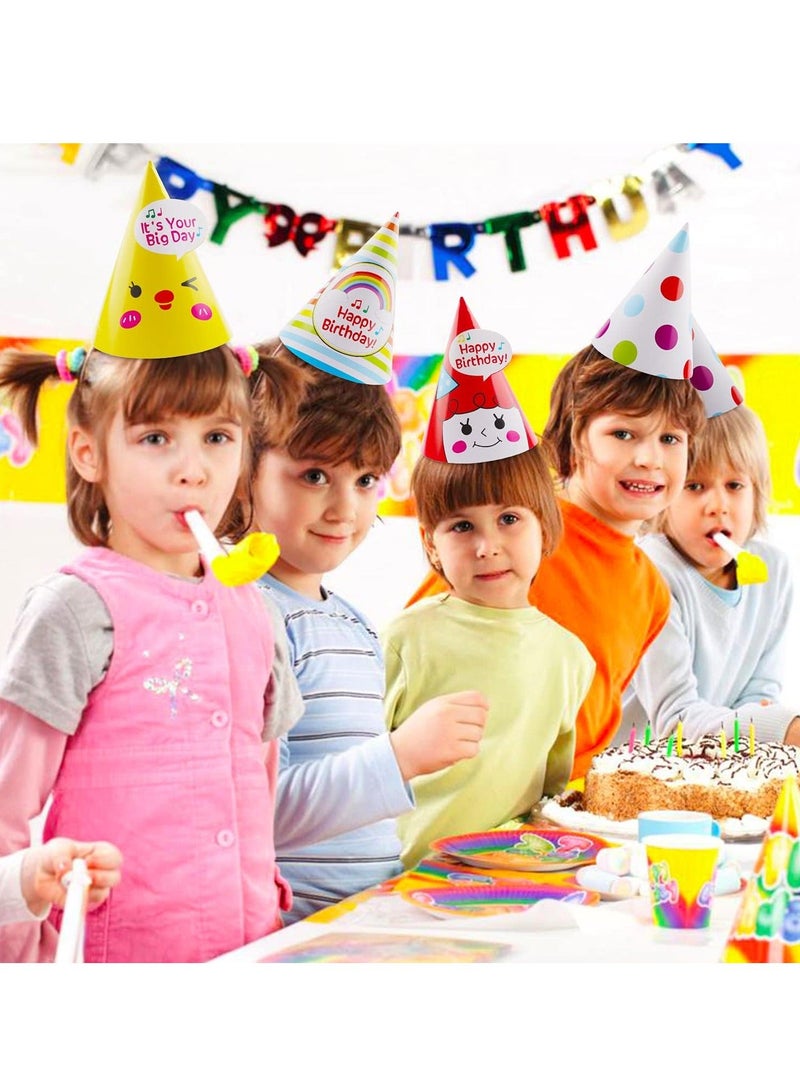 واي آند دي 40 Pieces Rainbow Birthday Party Hats, Supplies and Decorations, Cone Hats Art Craft Caps for Kids Adults - Image 5
