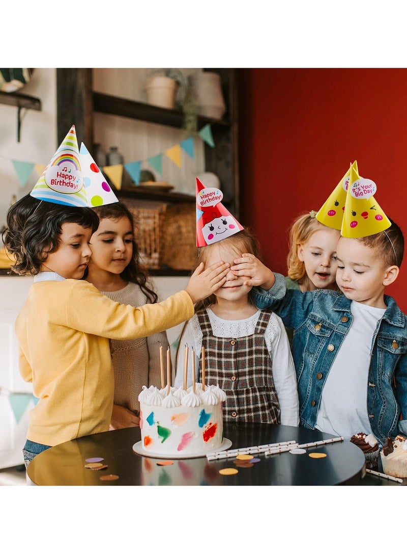 واي آند دي 40 Pieces Rainbow Birthday Party Hats, Supplies and Decorations, Cone Hats Art Craft Caps for Kids Adults - Image 3