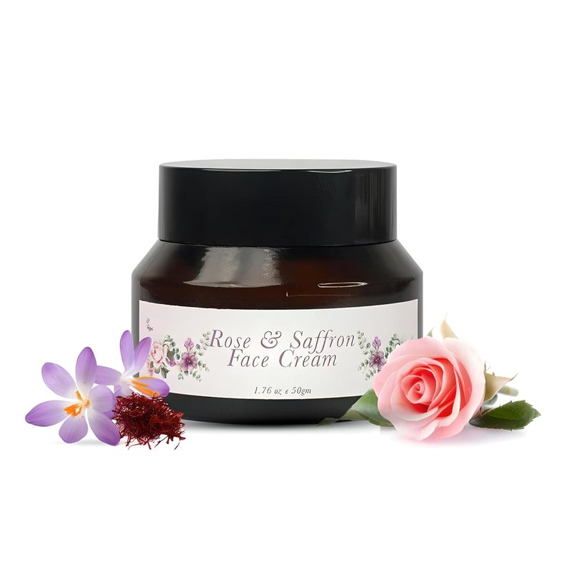 QAADU Saffron  Rose Face Cream  AntiAging Moisturizing Cream for Women  NonGreasy  Lightweight  Glowing Skin  Tan Removal  Natural Ingredients  Face Cream for All Skin Types  50g - Image 1