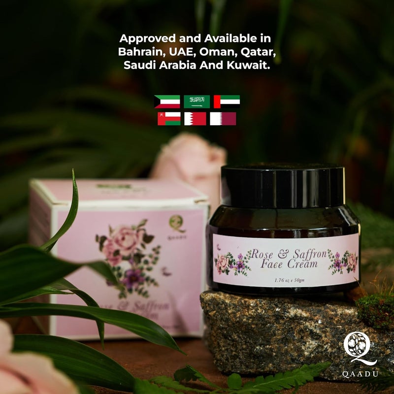 QAADU Saffron  Rose Face Cream  AntiAging Moisturizing Cream for Women  NonGreasy  Lightweight  Glowing Skin  Tan Removal  Natural Ingredients  Face Cream for All Skin Types  50g - Image 5