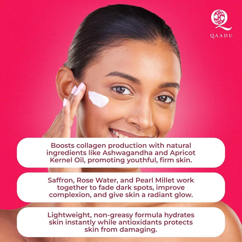 QAADU Saffron  Rose Face Cream  AntiAging Moisturizing Cream for Women  NonGreasy  Lightweight  Glowing Skin  Tan Removal  Natural Ingredients  Face Cream for All Skin Types  50g - Image 4