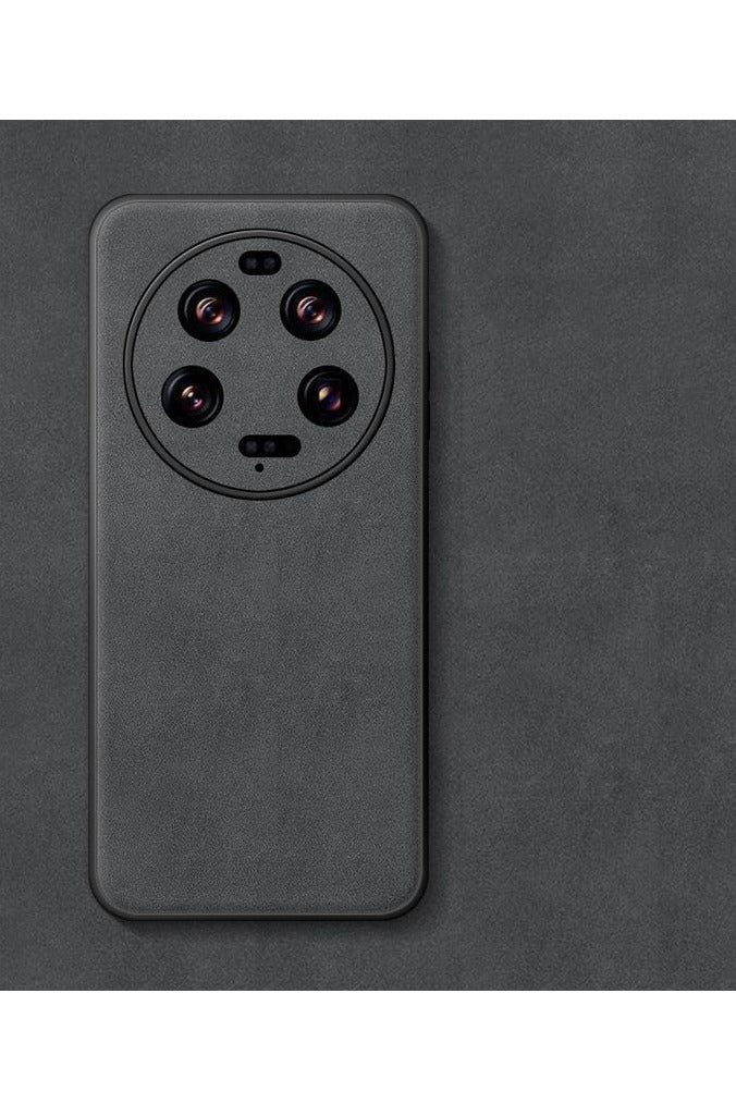 general Case Compatible with Xiaomi 15Ultra, Matte Plain Leather Case Built-in Magnet Plate Fits Car Mount Holder, Soft TPU Edge Shockproof Protective Back Cover - Image 1