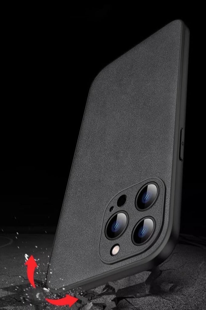 general Case Compatible with Xiaomi 15Ultra, Matte Plain Leather Case Built-in Magnet Plate Fits Car Mount Holder, Soft TPU Edge Shockproof Protective Back Cover - Image 2