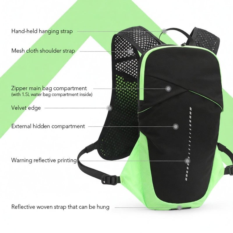 INOXTO Hydration Vest Backpack Lightweight Breathable Running Backpack with 1.5L Water Bag Compartment - Image 5