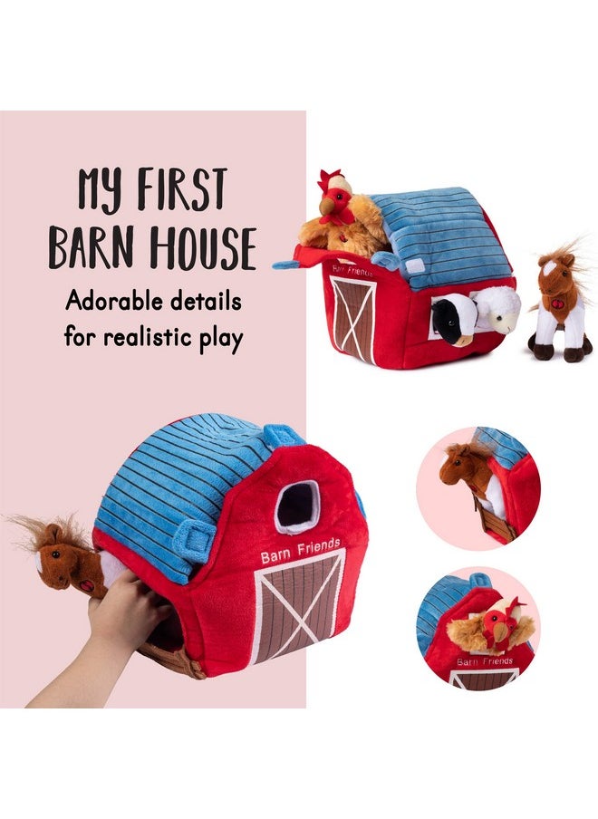 Plush Creations - Talking Plush Farm Animals For Toddlers With A Plush Barn House Carrier, Animal Farm Set Includes 4 Soft Cuddly Plush Stuffed Animals, A Plush Cow Plush Horse Plush Lamb Plush Rooster - Image 1