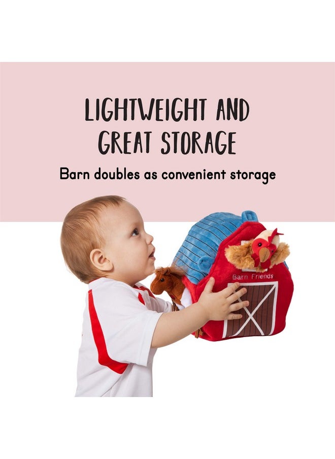 Plush Creations - Talking Plush Farm Animals For Toddlers With A Plush Barn House Carrier, Animal Farm Set Includes 4 Soft Cuddly Plush Stuffed Animals, A Plush Cow Plush Horse Plush Lamb Plush Rooster - Image 1