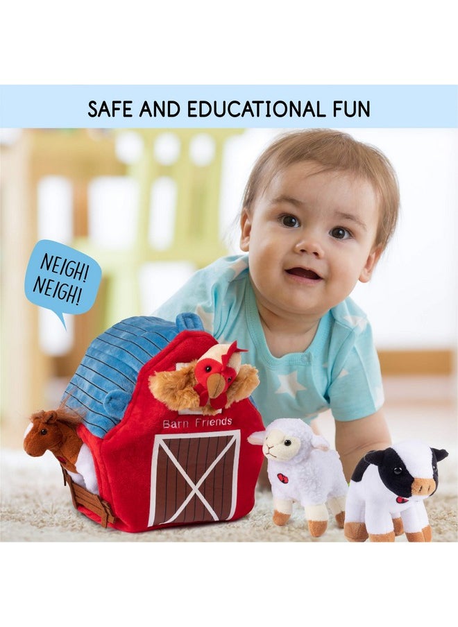 Plush Creations - Talking Plush Farm Animals For Toddlers With A Plush Barn House Carrier, Animal Farm Set Includes 4 Soft Cuddly Plush Stuffed Animals, A Plush Cow Plush Horse Plush Lamb Plush Rooster - Image 1