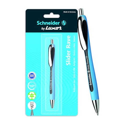 Luxor Schneider Slider Rave XB Ball Pen | Extra Bold| 4500 meters writing length| Plug+Play Refill| Ink Colour Black | German Technology - Image 1
