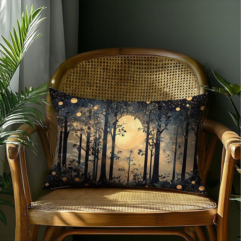 BUJSP Rustic Night Moon William Morris Inspired Forest Gold Pillow Covers 18x18,Vintage Black and Gold Botanical Nature Landscape Decorative Throw Pillow Covers for Home Bedroom Living Room - Image 4