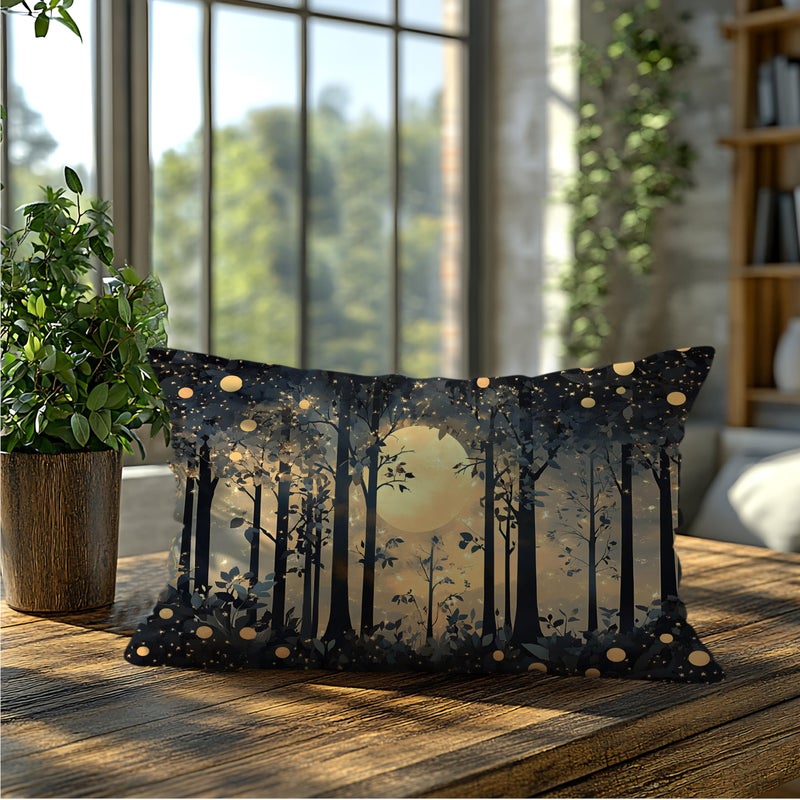 BUJSP Rustic Night Moon William Morris Inspired Forest Gold Pillow Covers 18x18,Vintage Black and Gold Botanical Nature Landscape Decorative Throw Pillow Covers for Home Bedroom Living Room - Image 5