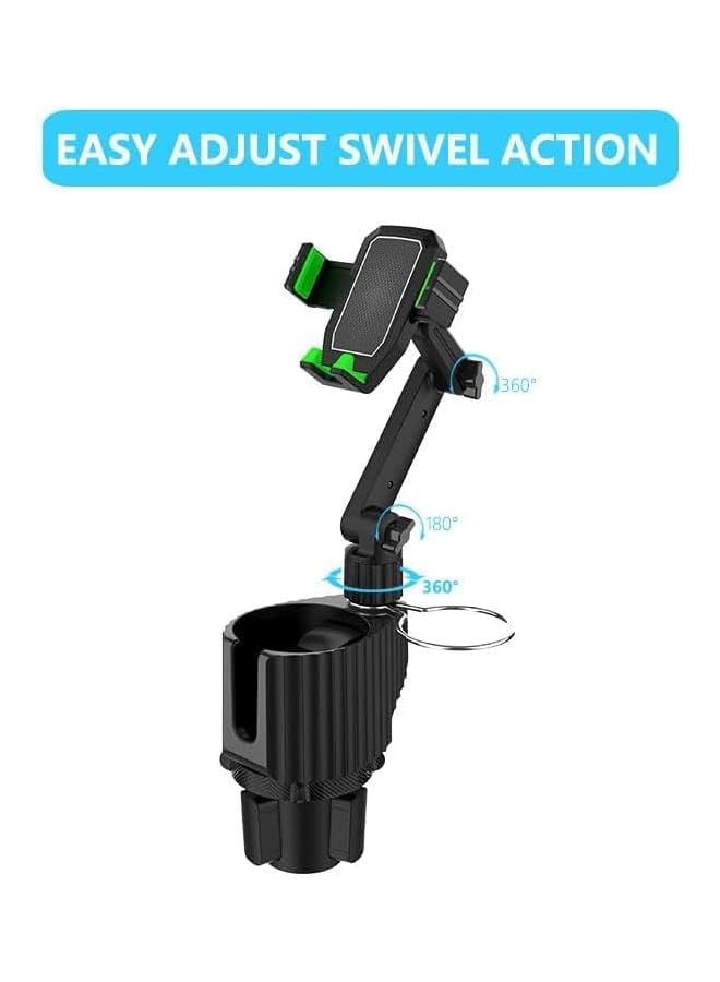 S-TOP Car Cup Holder Phone Mount: Universal Auto Cell Phone Stand with Drink Expand Cup Holder for SUV | Automobile |Compatible with iPhone & Samsung and Android Smartphone-Black (green) - Image 3