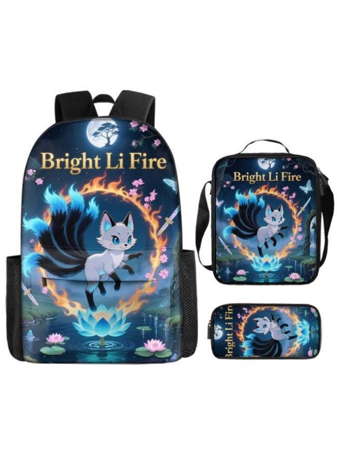 Bright Li Fire Three-piece set of cartoon bags, easily cope with various occasions (students, children, friends' outings, mountain climbing, schooling, etc.) | Backpack + hand-held + stationery bag | School season/holiday gifts - 17 - Image 5