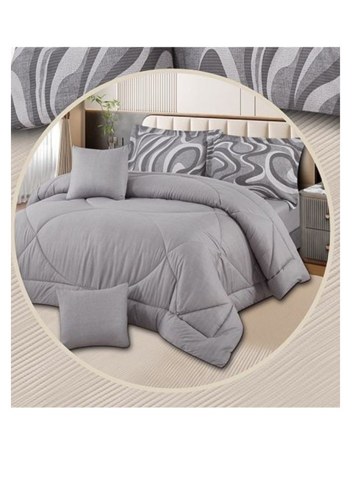 SMART HOME 100% Microfiber Single Bed Mattress, Geometric Design Bed Cover, Reversible, Set of 4, Size 230X170cm  - Image 2