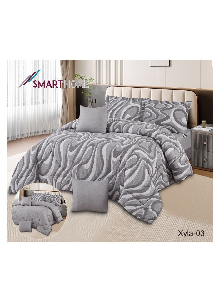 SMART HOME 100% Microfiber Single Bed Mattress, Geometric Design Bed Cover, Reversible, Set of 4, Size 230X170cm  - Image 4