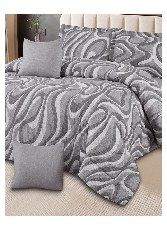 SMART HOME 100% Microfiber Single Bed Mattress, Geometric Design Bed Cover, Reversible, Set of 4, Size 230X170cm  - Image 3