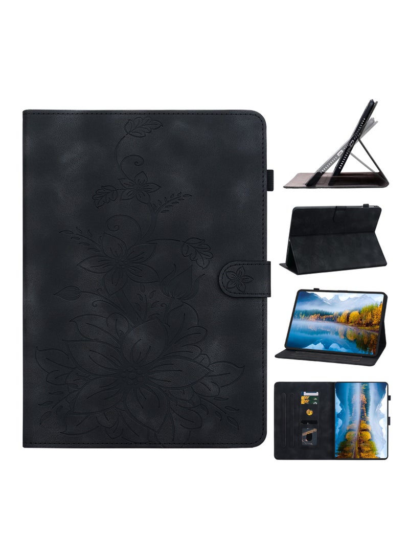 عام حافظة متوافقة مع جهاز itel VistaTab 30 مقاس 11 بوصة - غطاء ذكي بزخارف زهرية من جلد PU مع حامل متعدد الزوايا وجيب للبطاقات
