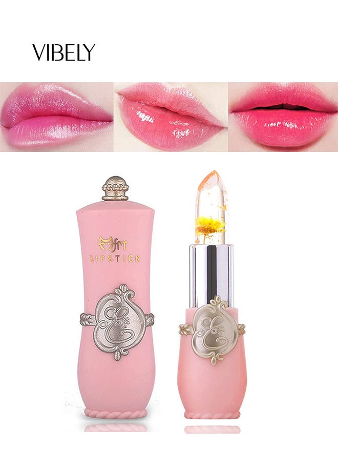 Vibely - Crystal Flower Jelly Lipstick,Magic Color Changing Lipstick,PH Clear Temperature Color Changing Lip Gloss,Lip Balm,Long Lasting Nourishing Moisturizing Lip Stic - Image 1