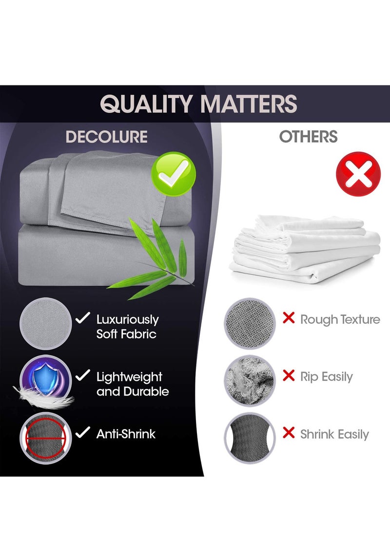 7 STARS HZM Bamboo Duvet Cover Queen Size 230x220 cm With Button Closing and Corner Ties 400TC Cool, Anti-Allergic, Soft and Silky – Silver  - Image 4