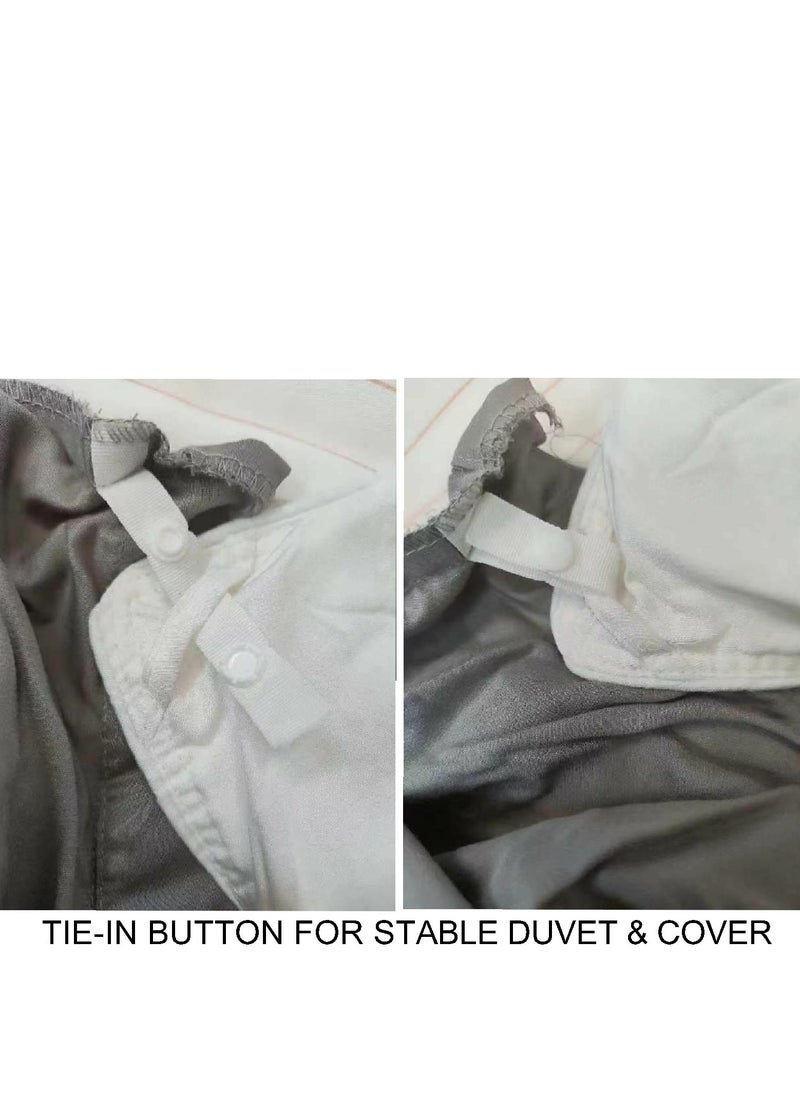 7 STARS HZM Bamboo Duvet Cover Queen Size 230x220 cm With Button Closing and Corner Ties 400TC Cool, Anti-Allergic, Soft and Silky – Silver  - Image 5