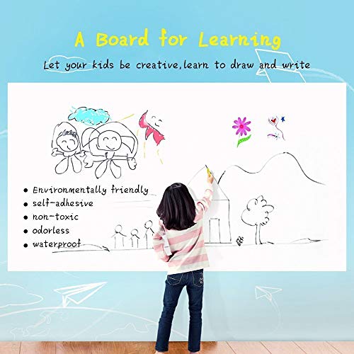 Vaoza White Board Wall Sticker Removable with 1 Sketch Pen for Home School Office College Kitchen Kids (45x200cm) - Image 4