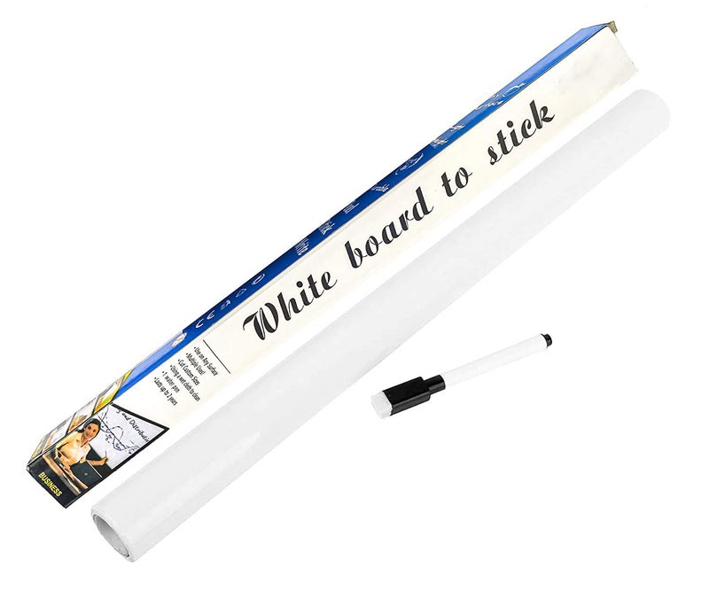 Vaoza White Board Wall Sticker Removable with 1 Sketch Pen for Home School Office College Kitchen Kids (45x200cm) - Image 1