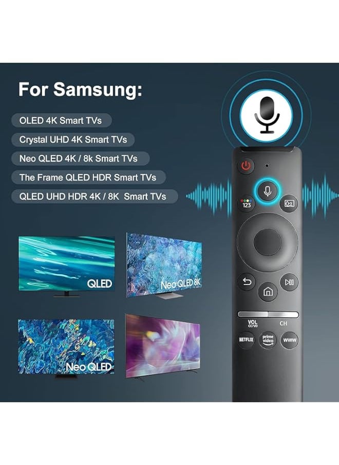 HuHa - Voice Remote Compatible for Samsung Smart TV QLED UHD Frame Curved Solar 4K 8K Q60 Q70 Q80 Q90 8 Series 9 Series TU8000 AU8000 Voice Remote Control Replacements - Image 1
