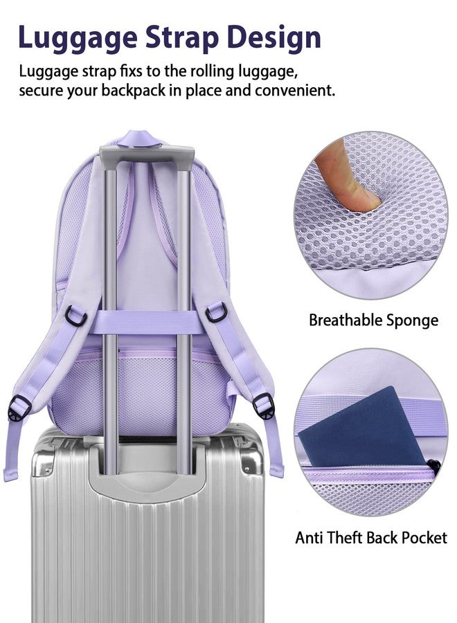 MATEIN Large 17 Inch Laptop Backpack for Women, Lightweight Travel Backpack Fits College School Essentials, Anti Theft Work Commute Nursing Computer Bag TSA Approved for Weekender Trip, Light Purple - Image 5