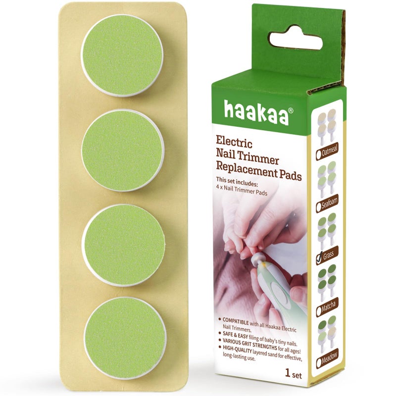 haakaa Electric Nail Trimmer Replacement Pads Baby Nail Trimmer Heads Compatible with All haakaa Nail Trimmers, Suitable for 6-12 Months, Grass - Image 1