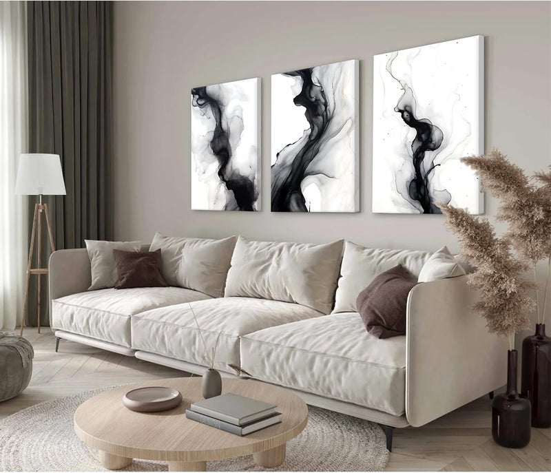Joocrise Black White Abstract Wall Art Decor Set of 3 Modern Wall Art Minimalist Canvas Wall Decor Black White Abstract Prints Modern Pictures Minimalist Artwork for Room Bedroom 24x36 Inch Ready to Hang - Image 5