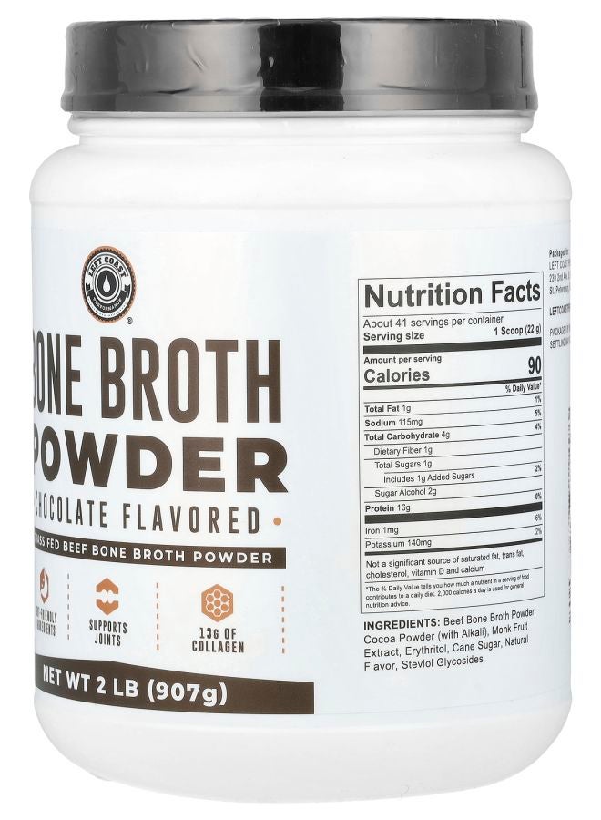 Left Coast Performance Bone Broth Powder Chocolate 2 lb (907 g) - Image 2