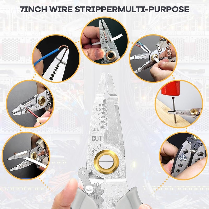 A AND S Tools AS TOOLS SHOP 7Inch Wire Stripper Topnotch Professional Gift for 2024 Explore the Latest 4in1 Wire Strippers Cutting Stripping Crimping and Splitting Tools - Image 2
