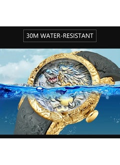 BIDEN Luxury Dragon Sculpture Men's Watch Hip Hop Quartz Watches Creative Waterproof  Watches  - Image 4