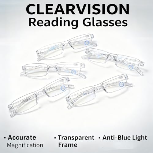 AQWANO Blue Light Blocking Computer Reading Glasses 5 Pack Clear Frame Rimless Readers Anti Glare Filter Lightweight for Women Men,1.0 - Image 5