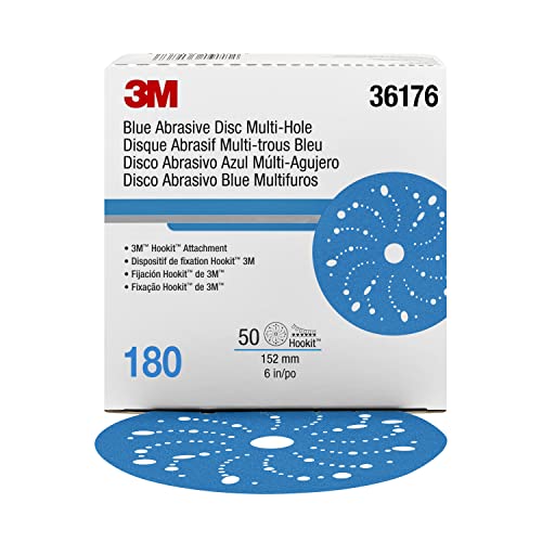 3M Hookit Blue Abrasive Disc 321U Multi-Hole, 36176, 6 in, 180, 50 Discs - Image 1