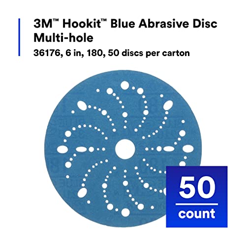 3M Hookit Blue Abrasive Disc 321U Multi-Hole, 36176, 6 in, 180, 50 Discs - Image 3
