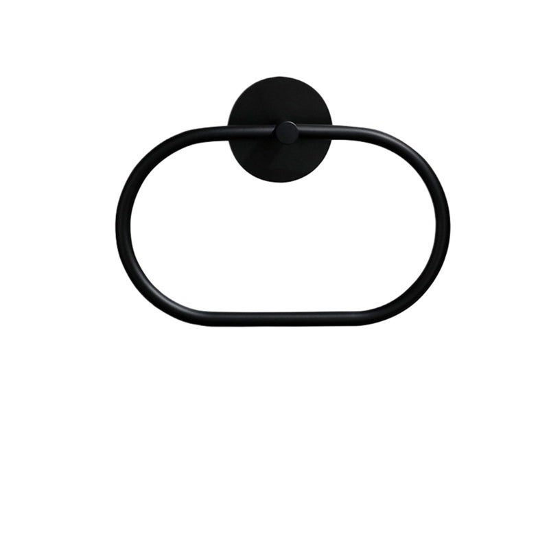 Black Stainless Steel Adhesive Towel Ring Wall Mounted Hand Towel Holder For Bathroom - Image 2