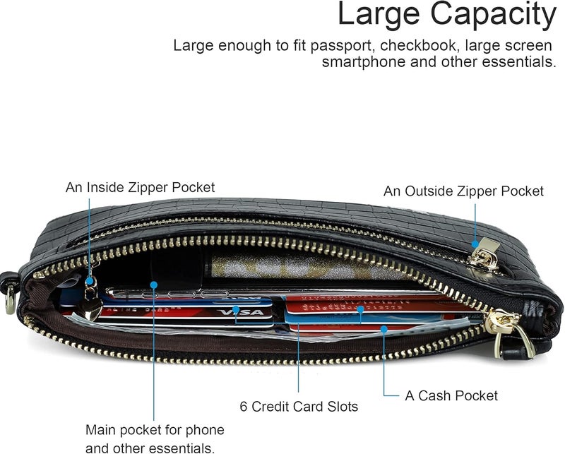 befen Genuine Leather Wristlet Clutch RFID Blocking Bag Cell Phone Wallet Purse Wristlet Wallet Purses and Handbags for Women - Image 4