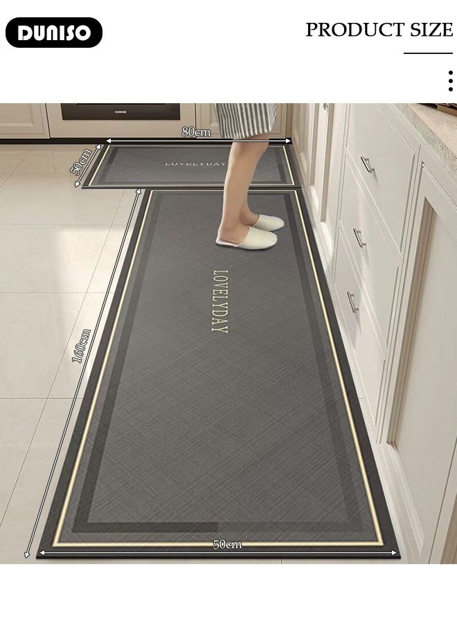 DUNISO Diatom Mud Bath Mat Set Bathroom Kitchen Rug Mat Extra Soft and Absorbent Bath Rugs Non-Slip Quick Drying Floor Bath Tub Mat for Bathroom Floor Tub and Shower 50*80CM+50*160CM - Image 2