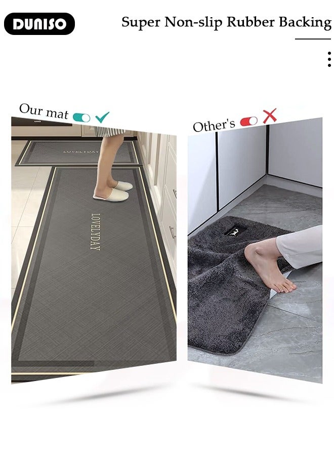 DUNISO Diatom Mud Bath Mat Set Bathroom Kitchen Rug Mat Extra Soft and Absorbent Bath Rugs Non-Slip Quick Drying Floor Bath Tub Mat for Bathroom Floor Tub and Shower 50*80CM+50*160CM - Image 3