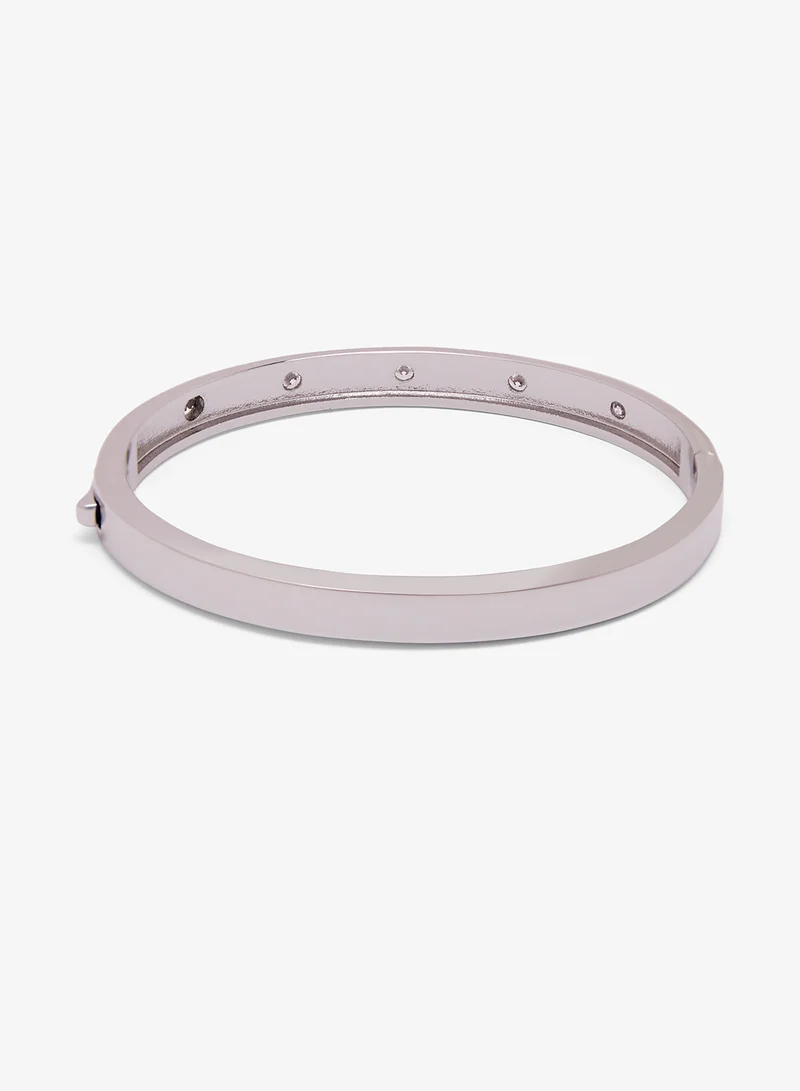 Michael Kors Michael Kors MK Logo 7mm Silver Cubic Zirconia Ladies Bangle Bracelet