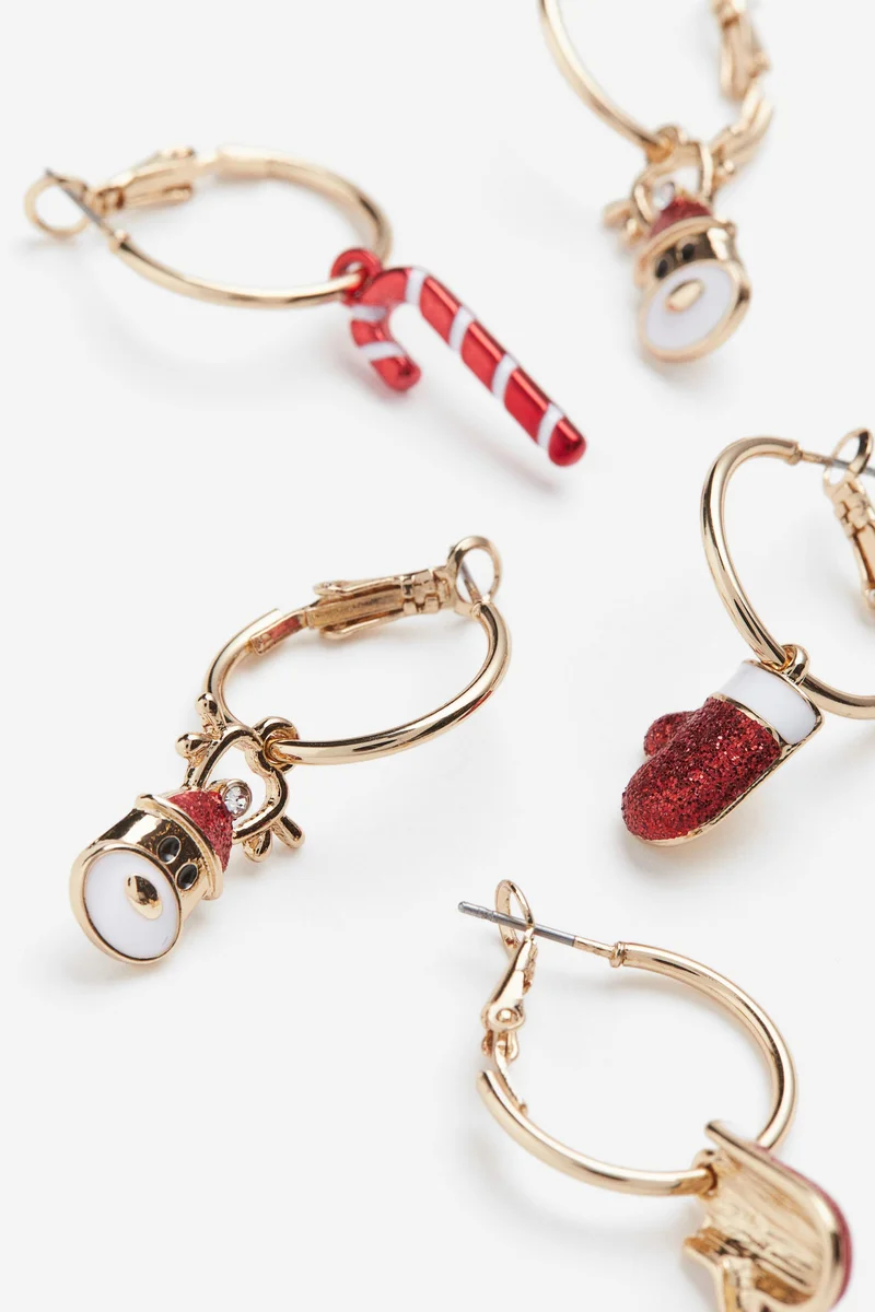 H&M 3 Pairs Pendant Hoop Earrings