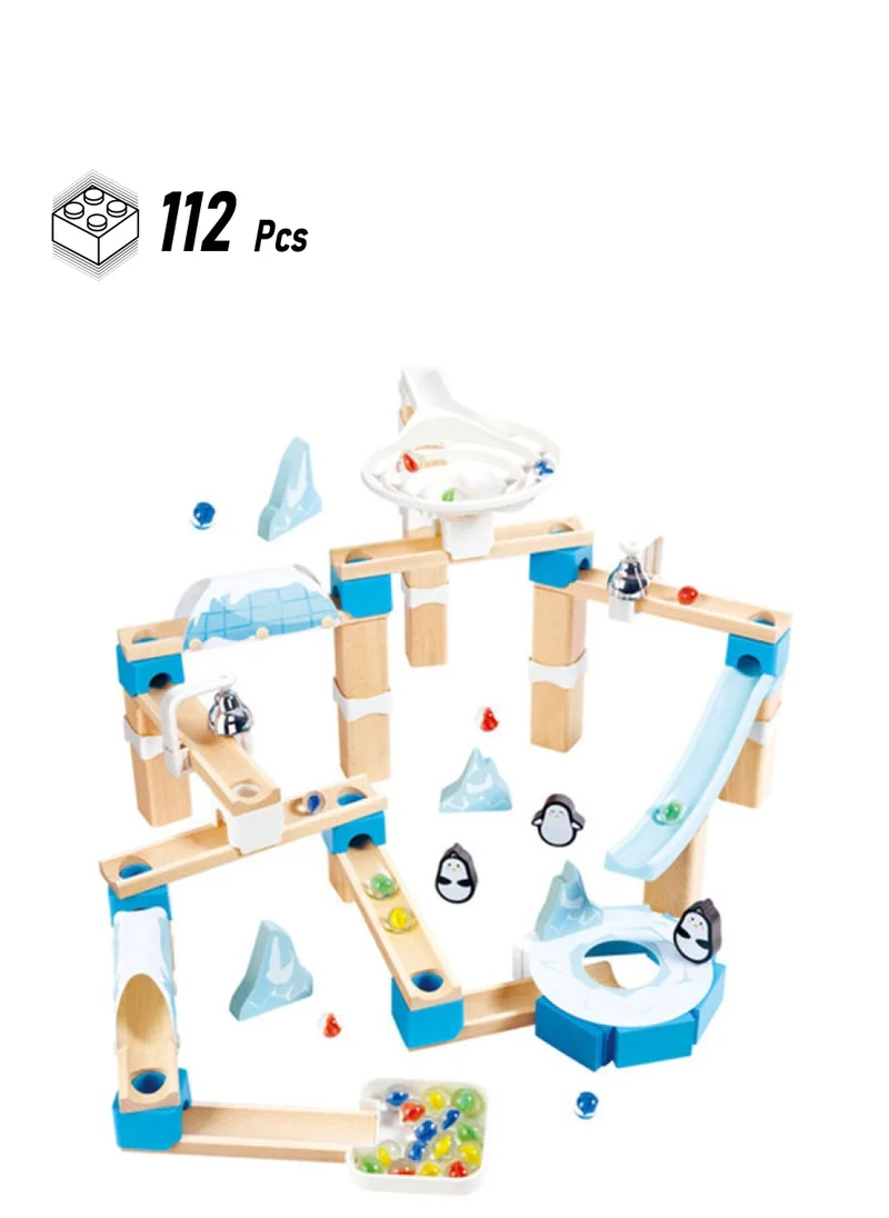 Hape Hape Quadrilla Penguin Playland Marble Run Wooden Toys 112pcs | Marble Maze Run Set, Early Educational STEM Development Building Toys For Kids | Wooden Building Toys