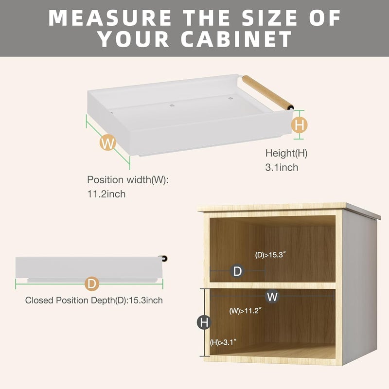 Upesitom 2 Pack Pull Out Cabinet Organizer, 15.3'' Deep Expandable Slide Out Cabinet Organizer Fixed with Adhesive Nano Film, Slide Out Drawers Pull Out Tray for Cabinet in Kitchen, Pantry, Bathroom, White - Image 4