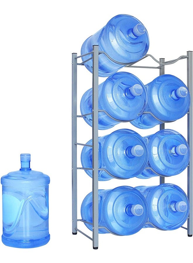 JCB CHIC Water Bottle Storage Stand 4 Tier, Water Bottle Holder 8 Bottles of 5 Gallons Shelf Heavy Duty Water Bottle Stand Storage Easy To Assemble, Sturdy and Durable Storage Stand for Office Home Gym Silver - Image 2