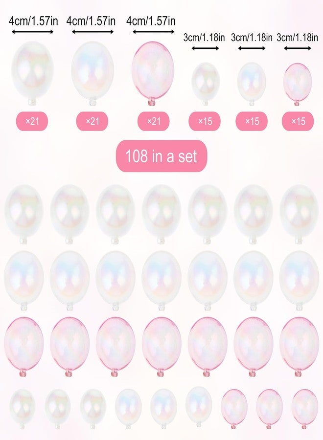HaiFafafaing 108 Pcs Bubble Cake Topper for Birthday Decorations - Multiple Sizes Transparent Plastic Cake Ball Decor- Colorful Cupcake Cakes Insert For Baby Shower Anniversary Wedding Decorations Party - Image 2